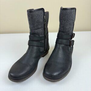 Ugg Simmens Waterproof Black Leather Ankle Boots